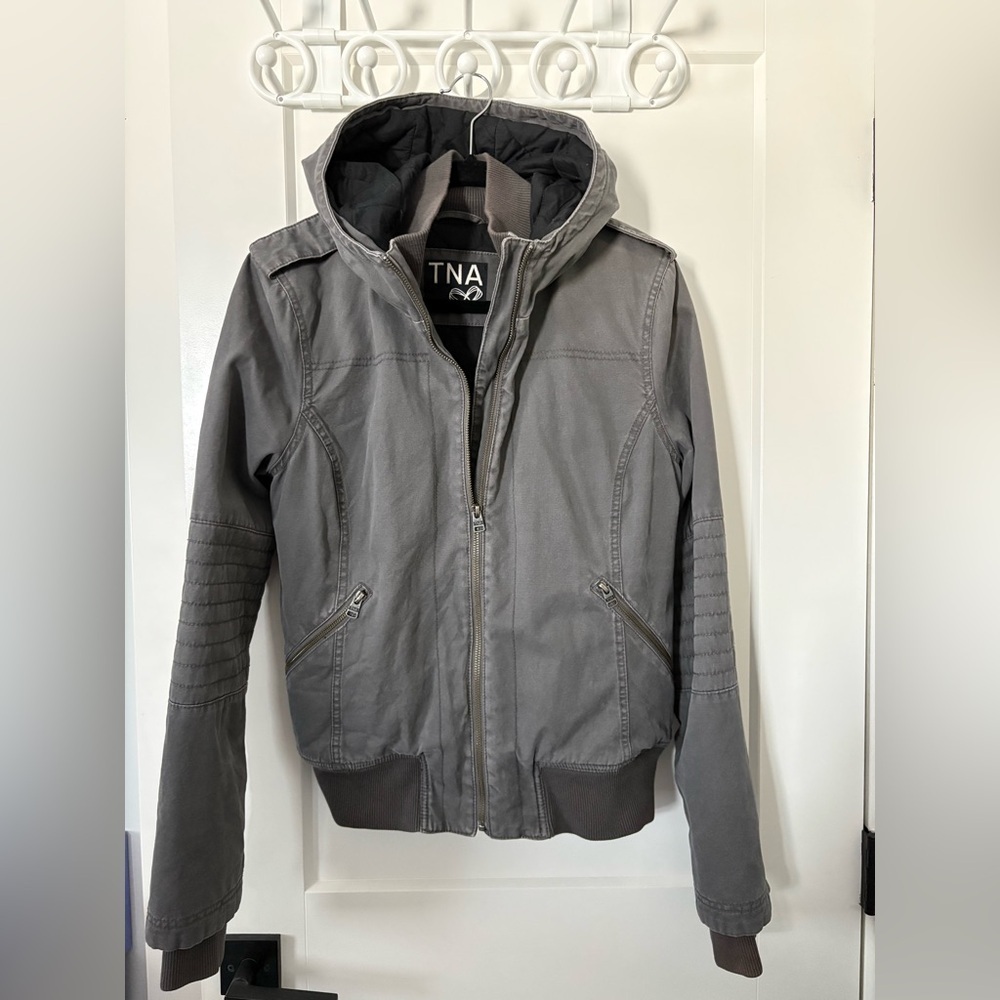 TNA Charcoal Utility Jacket with Hood